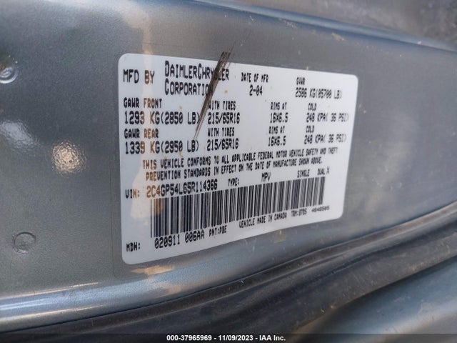 2005 CHRYSLER TOWN & COUNTRY TOURING VIN: 2C4GP54L65R114366