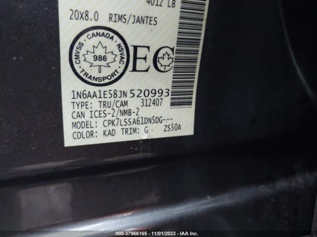 1N6AA1E58JN520993 Nissan Titan S/sv/pro-4x/sl