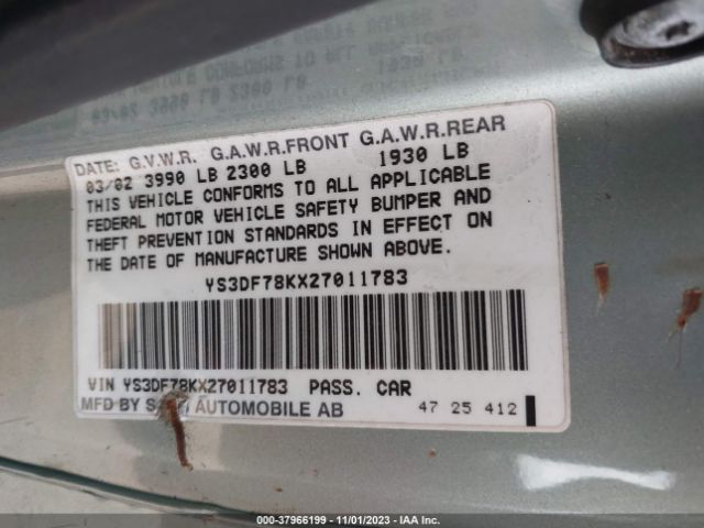 2002 SAAB 9-3 YS3DF78KX27011783 Photo 8