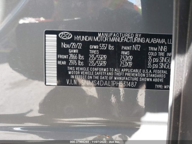 5NMS4DAL1PH531487 Hyundai Santa Fe Limited