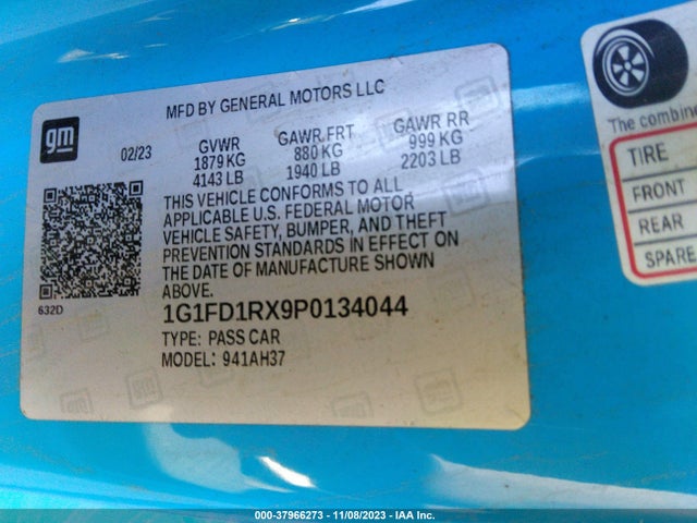 Chevrolet Camaro Rwd  2lt 2023 1G1FD1RX9P0134044 Image 9