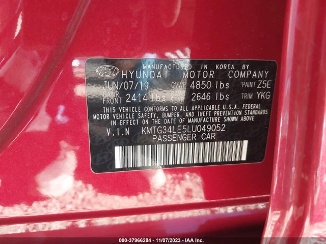 2020 GENESIS G70 3.3T RWD VIN: KMTG34LE5LU049052