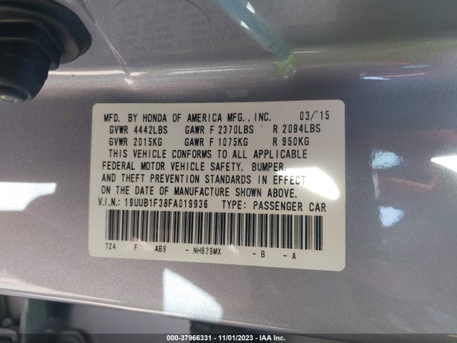 Acura TLX 2015 19UUB1F38FA019936 Image 9