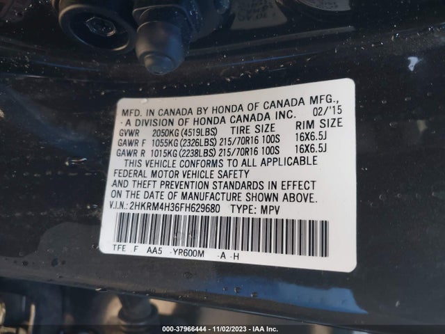 Aukcja sprzedaży 2015 Honda Cr-v Lx, vin: 2HKRM4H36FH629680, numer aukcji: 37966444