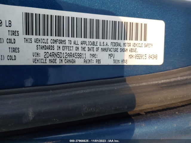 2010 DODGE GRAND CARAVAN SXT VIN: 2D4RN5D12AR459811