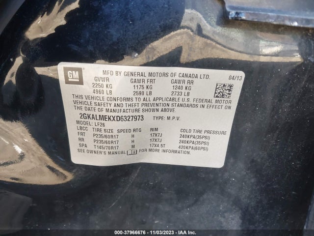 2013 GMC TERRAIN SLE-1 VIN: 2GKALMEKXD6327973