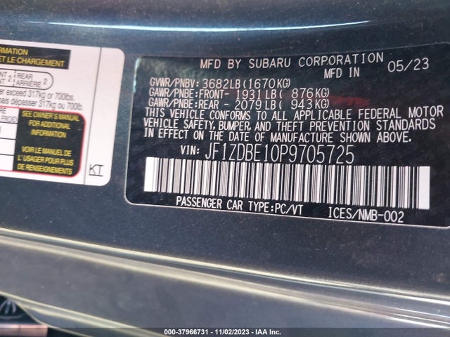 Subaru Brz Limited 2023 JF1ZDBE10P9705725 Image 9