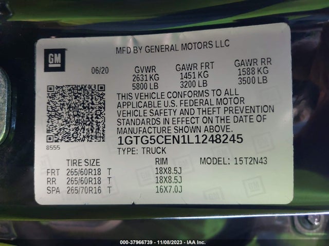 GMC Canyon 2wd Short Box Sle 2020 1GTG5CEN1L1248245 Image 9