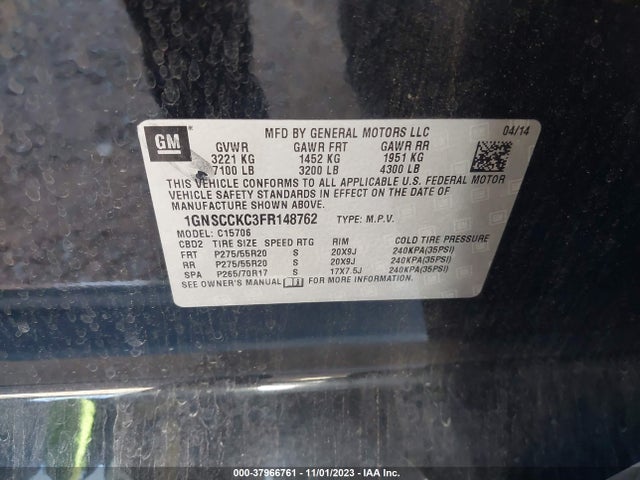 Chevrolet Tahoe Ltz 2015 1GNSCCKC3FR148762 Image 9