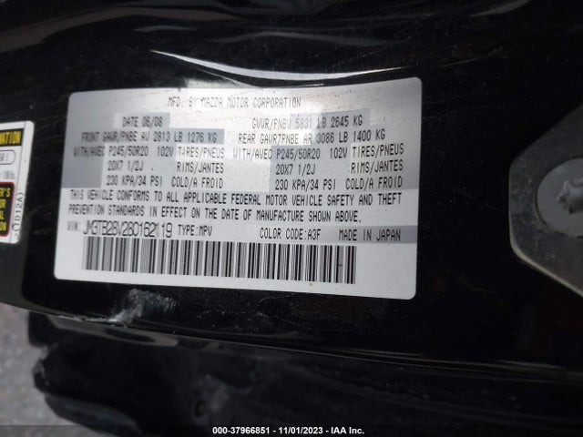 37966851 :رقم المزاد ، JM3TB28V280162119 vin ، 2008 Mazda Cx-9 Grand Touring مزاد بيع