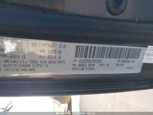 2C3CDZAG6JH314562 Dodge Challenger Sxt Plus