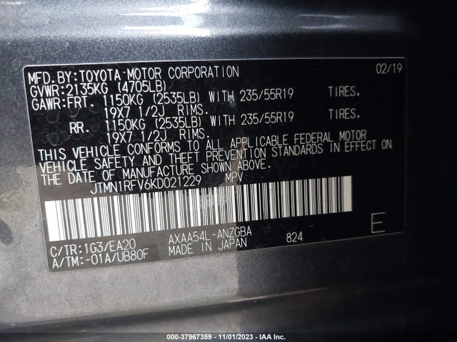 Toyota Rav4 Limited 2019 JTMN1RFV6KD021229 Image 9