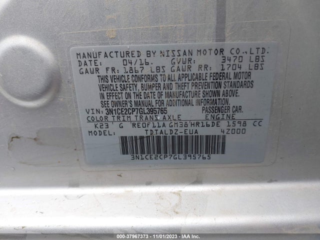 Nissan Versa Note S (sr)/s Plus/sl/sr/sv 2016 3N1CE2CP7GL395765 Image 9