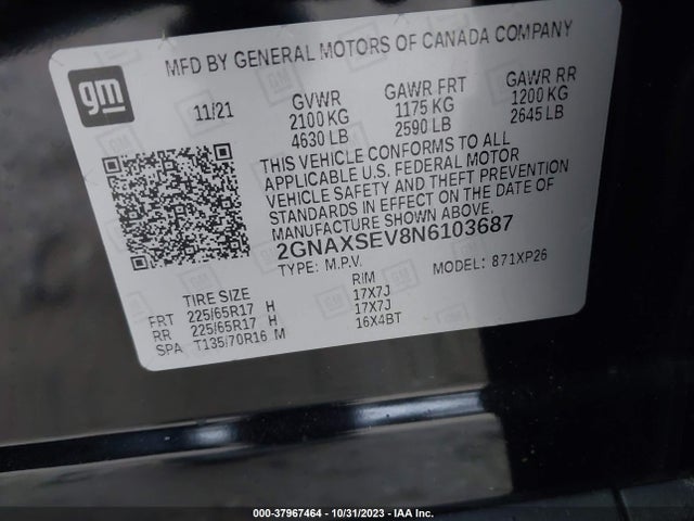 Chevrolet Equinox Awd Ls 2022 2GNAXSEV8N6103687 Image 9