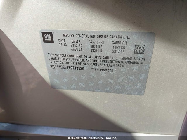 Chevrolet IMPALA 1LT 2014 2G1115SL1E9213129 Image 9
