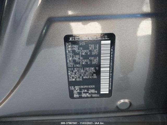JN8AY2BC0P9182826 Nissan Armada Sl 2wd