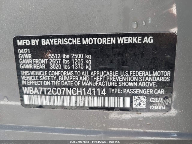 BMW 740I 2022 WBA7T2C07NCH14114 Image 9