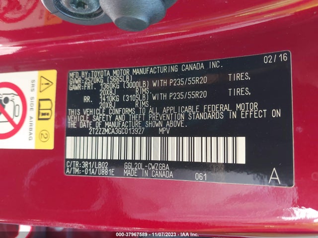 Lexus RX 350 2016 2T2ZZMCA3GC013927 Image 9