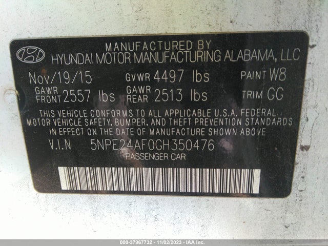 Hyundai SONATA SE 2016 5NPE24AF0GH350476 Image 9