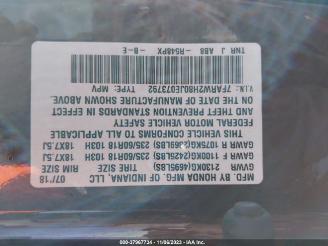 7FARW2H80JE073792 Honda Cr-v Ex-l