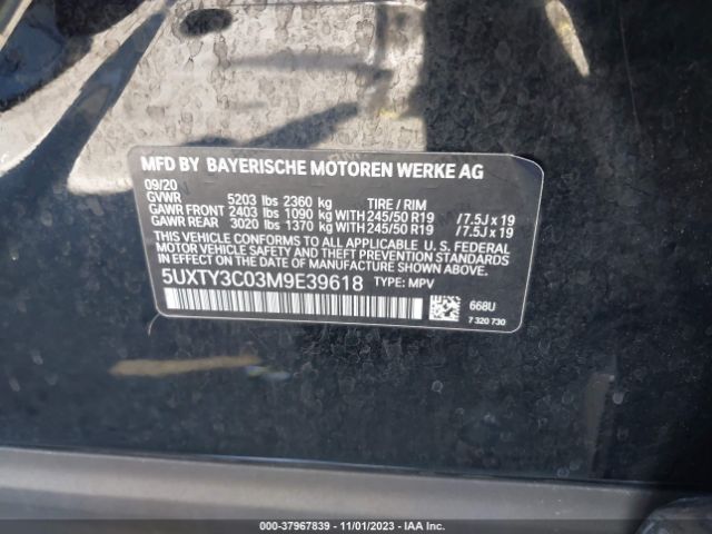 5UXTY3C03M9E39618 BMW X3 Sdrive30i