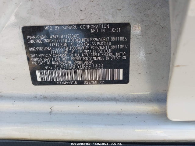 Subaru Crosstrek 2021 JF2GTABCXM8667363 Image 9