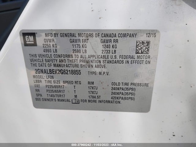Chevrolet EQUINOX LS 2016 2GNALBEK2G6218855 Image 9