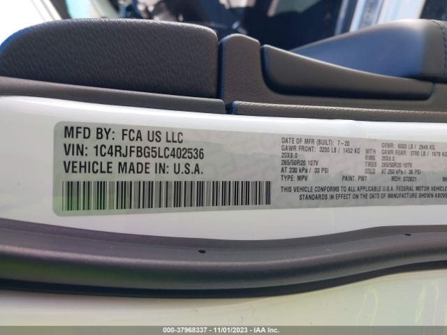 2020 JEEP GRAND CHEROKEE 1C4RJFBG5LC402536 Photo 8