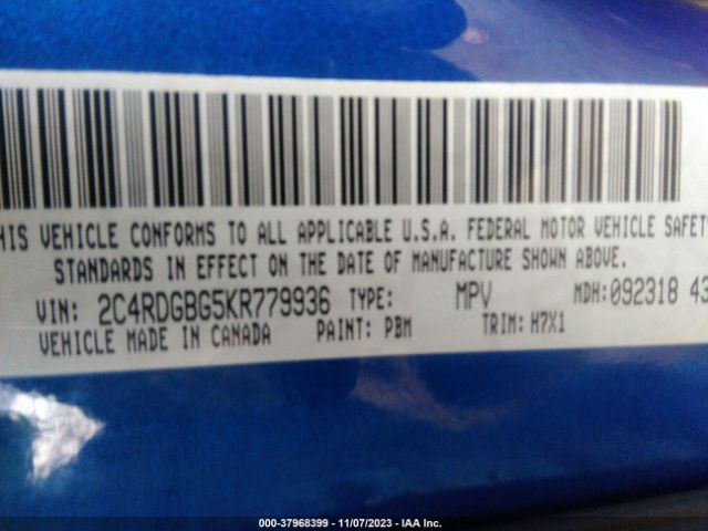 2C4RDGBG5KR779936 Dodge Grand Caravan Se