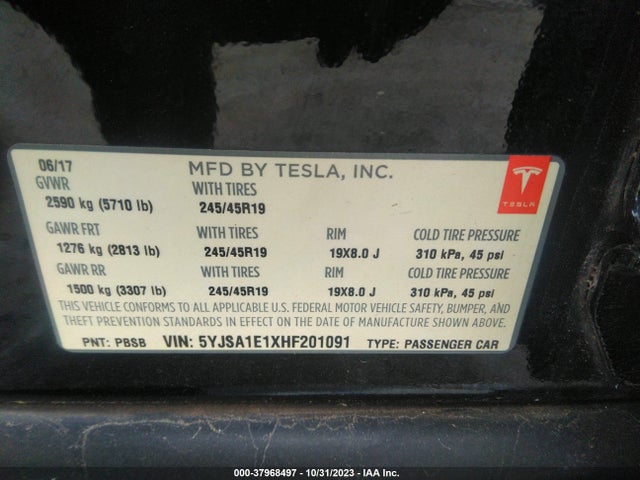 5YJSA1E1XHF201091 Tesla Model S 60/75