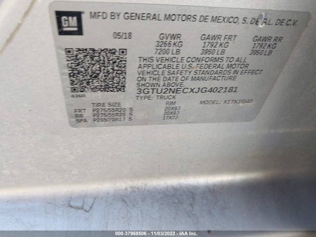 GMC Sierra 1500 Slt 2018 3GTU2NECXJG402181 Image 9