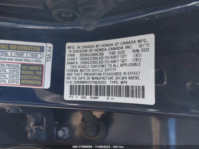 Honda CR-V EX 2015 2HKRM4H51FH634335 Image 9