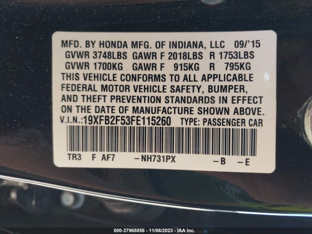 Honda Civic Lx 2015 19XFB2F53FE115260 Image 9
