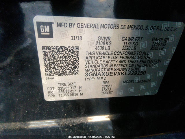 Chevrolet EQUINOX LT 2019 3GNAXUEVXKL229150 Image 9