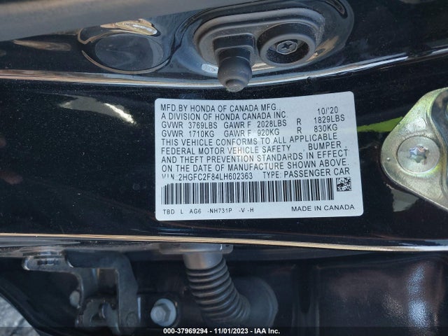 2020 HONDA CIVIC SPORT VIN: 2HGFC2F84LH602363