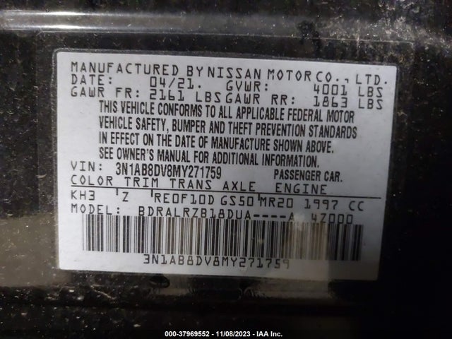 2021 NISSAN SENTRA SR XTRONIC CVT VIN: 3N1AB8DV8MY271759
