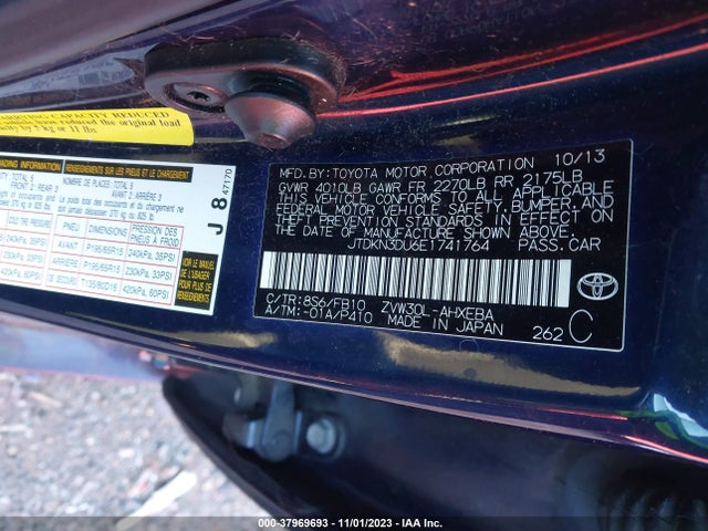 Toyota Prius Three 2014 JTDKN3DU6E1741764 Image 9