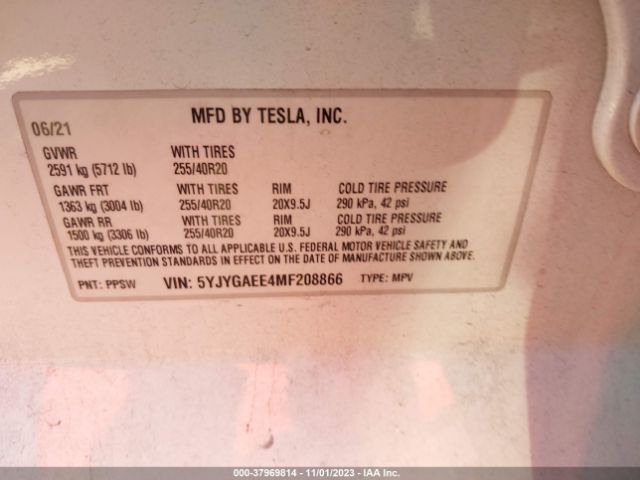 2021 TESLA MODEL Y 5YJYGAEE4MF208866 Photo 8