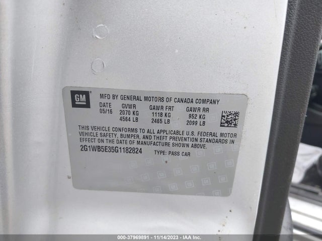 Chevrolet Impala Limited Lt 2016 2G1WB5E35G1182824 Image 9