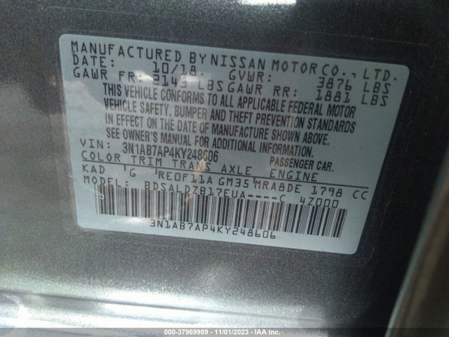 Nissan SENTRA SV 2019 3N1AB7AP4KY248606 Image 9