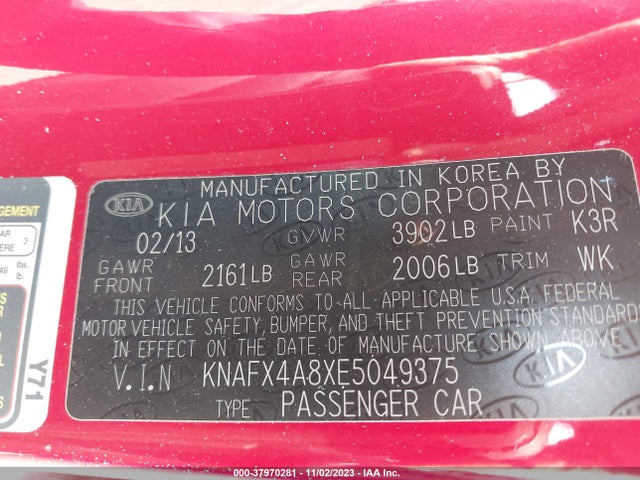 KIA FORTE EX 2014 KNAFX4A8XE5049375 Image 9