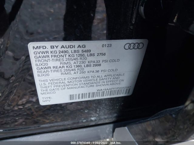2023 AUDI Q5 SPORTBACK WA15AAFY1P2092587 Photo 8