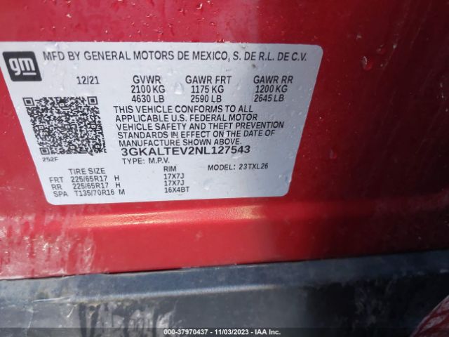 3GKALTEV2NL127543 GMC Terrain Awd Sle