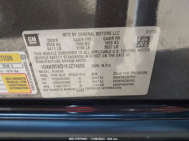 GMC Acadia Denali 2015 1GKKRTKD1FJ274959 Image 9