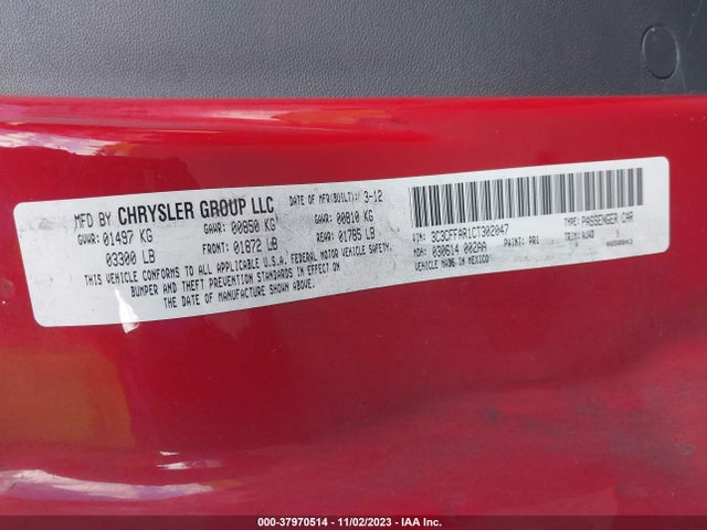 2012 FIAT 500 3C3CFFAR1CT302047 Photo 8