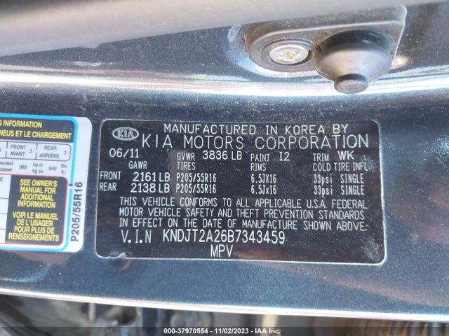 2011 Kia Soul + მანქანა იყიდება აუქციონზე, vin: KNDJT2A26B7343459, აუქციონის ნომერი: 37970554