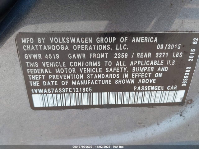 1VWAS7A33FC121805 Volkswagen Passat 1.8t Limited Edition