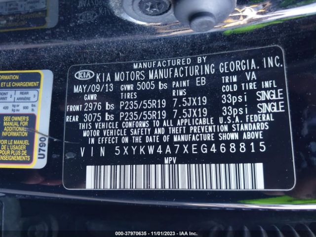 5XYKW4A7XEG468815 KIA Sorento Sx Limited