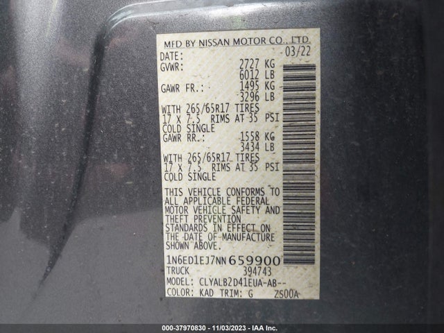 Nissan Frontier Sv 4x2 2022 1N6ED1EJ7NN659900 Image 9