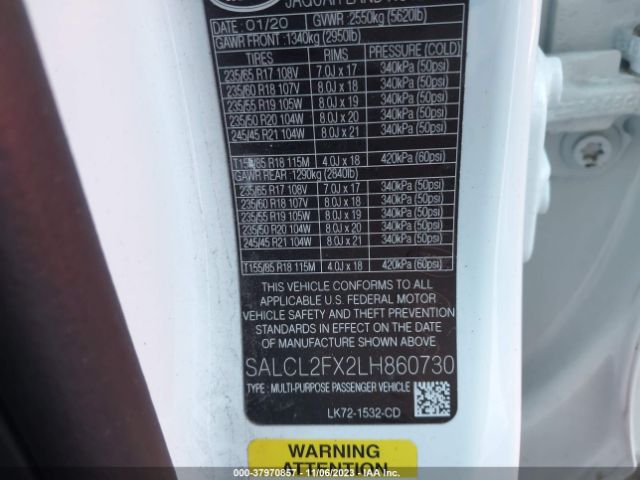 2020 LAND ROVER DISCOVERY SPORT SALCL2FX2LH860730 Photo 8